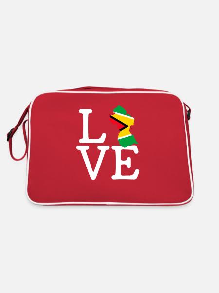 guyana love, guyana - Retro Tasche - Rot/Weiß - Hinten