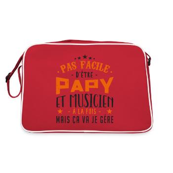 Pas Facile d’être Papy et Musicien à al Fois - Sac Retro - rouge/blanc - Dos