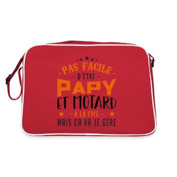 Papy motard moto | fête des pères - Sac Retro - rouge/blanc - Dos