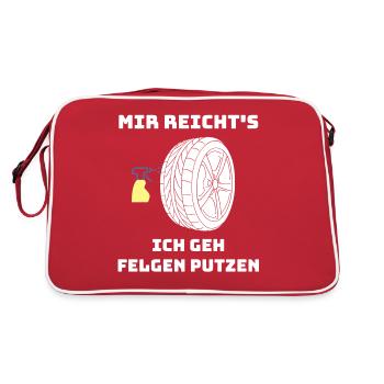 Mir reicht's ich geh Felgen putzen Auto Liebhaber - Retro Tasche - Rot/Weiß - Hinten