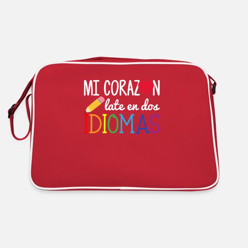 Mi corazon late en dos idiomas, bilingual Spanish Retro Tasche