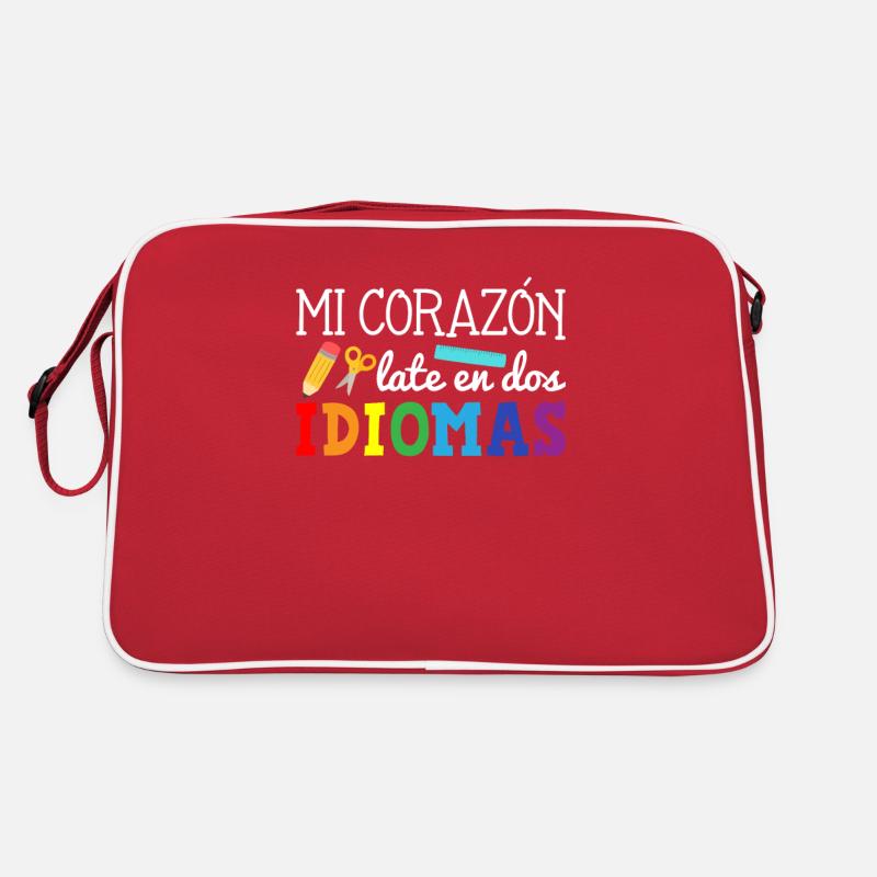 Mi corazon late en dos idiomas, bilingual Spanish Retro Tasche