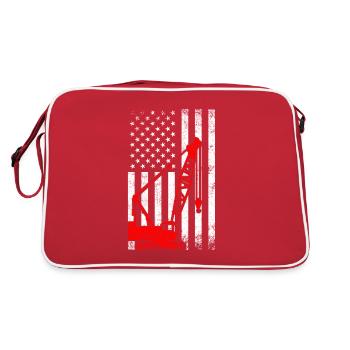 Crane operator american flag, crane operator - Retro Tasche - Rot/Weiß - Hinten