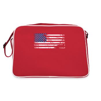 Crane operator american flag, crane operator - Retro Tasche - Rot/Weiß - Hinten