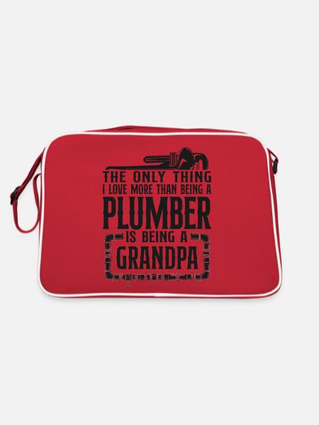 Plumbing Plumber Grandpa Vintage - Retro Tasche - Rot/Weiß - Hinten