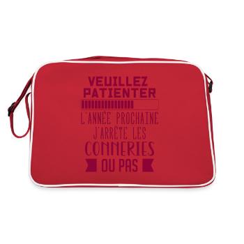 J'arrête les conneries, Cadeau humoristique - Sac Retro - rouge/blanc - Dos