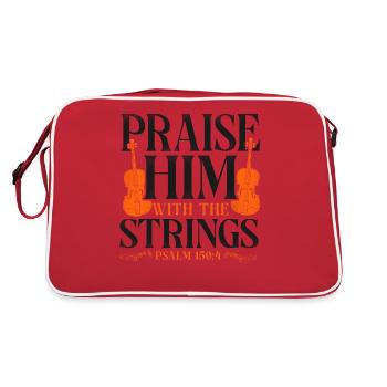 Violin Violinist Bible Quote Faith - Retro Bag - red/white - Back