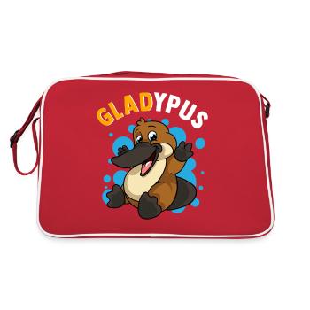 Ornithorynque Humour Gladypus heureux d’être un ornithorynque mignon - Sac Retro - rouge/blanc - Dos