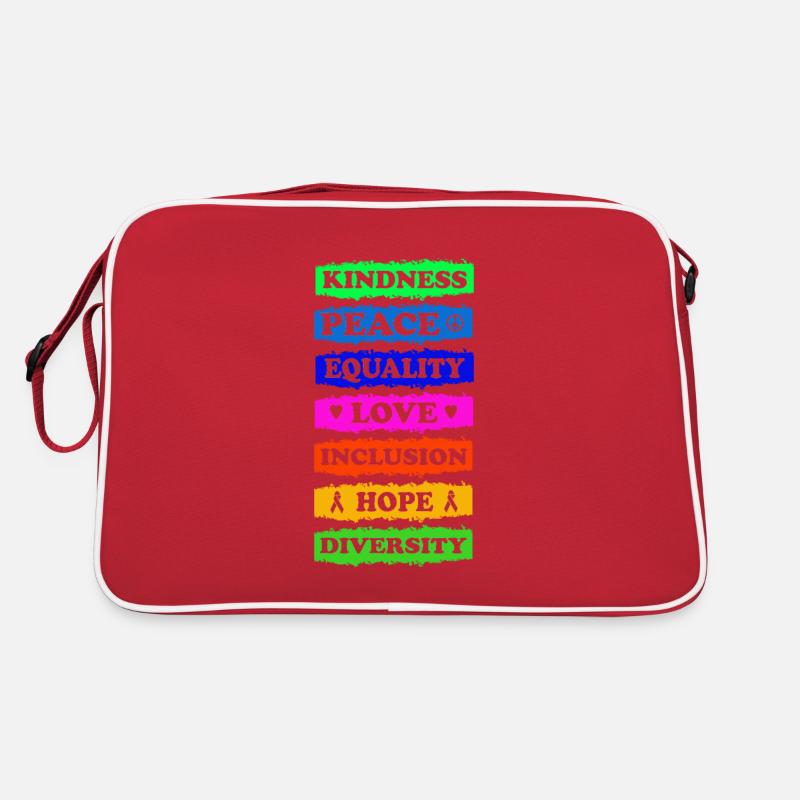 Freundlichkeit Frieden Gleichheit Liebe Inklusion Hoffnung Retro Tasche