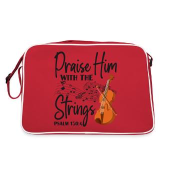 Violin Violinist Bible Quote Faith - Retro Bag - red/white - Back