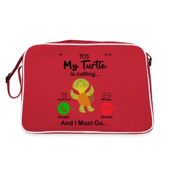 Meine Schildkröte ruft - Retro Tasche - Rot/Weiß - Hinten