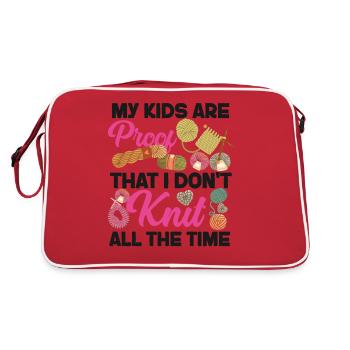 Knitting Knitter My Kids Are Proof - Retro Tasche - Rot/Weiß - Hinten
