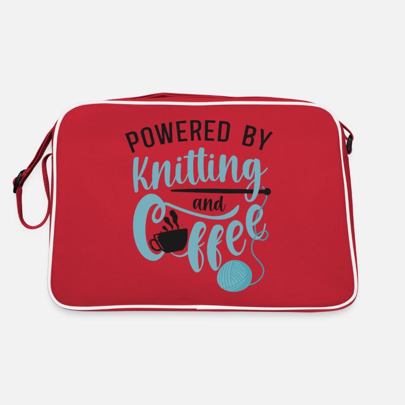 Knitting Knitter Coffee Powered By - Retro Bag - red/white