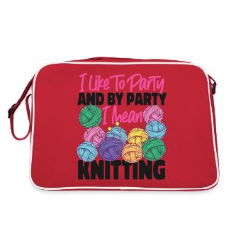 Knitting Knitter I Like To Party - Retro Bag - red/white - Back