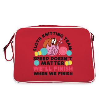 Knitting Knitter Sloth Sloth - Retro Tasche - Rot/Weiß - Hinten