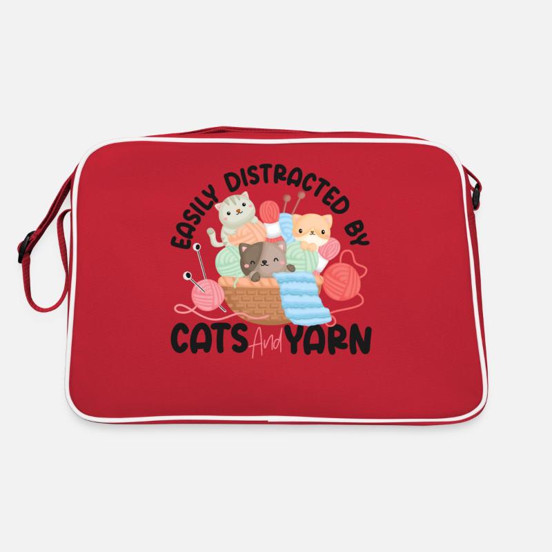 Knitting Knitter Cat Easily Retro Bag
