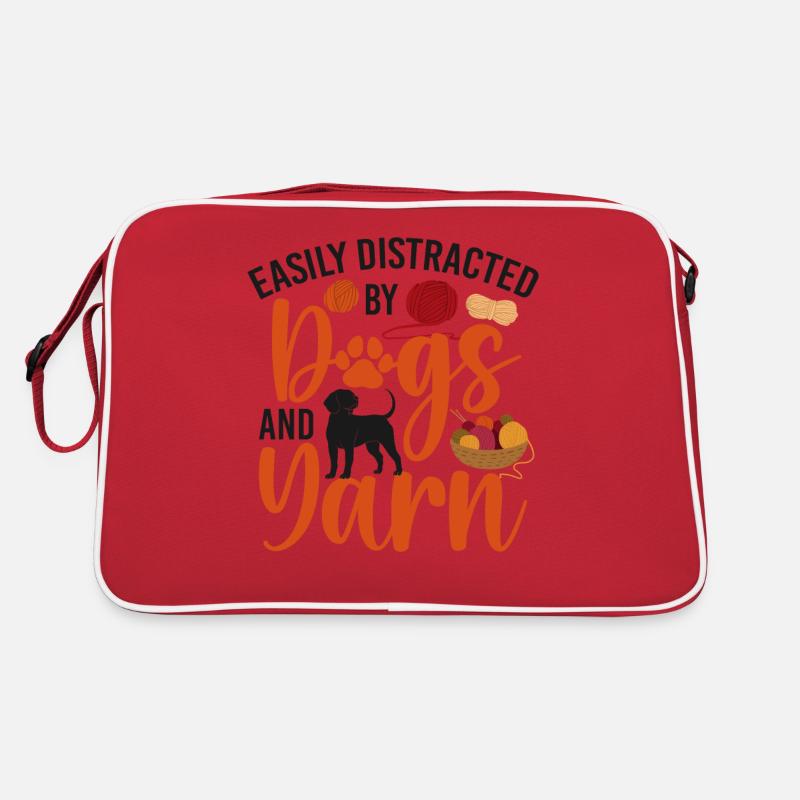 Knitting Knitter Dog Easily Retro Tasche