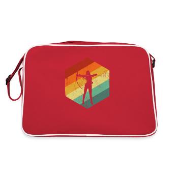 archery girl, girl archery - Retro Tasche - Rot/Weiß - Hinten