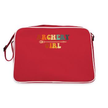 archery girl, girl archery - Retro Tasche - Rot/Weiß - Hinten