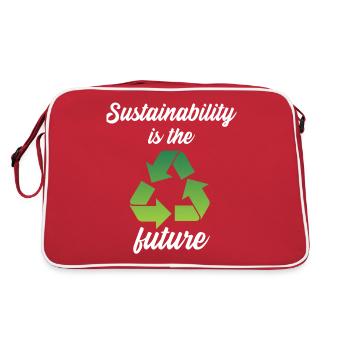 Sustainability is the future - Retro Bag - red/white - Back