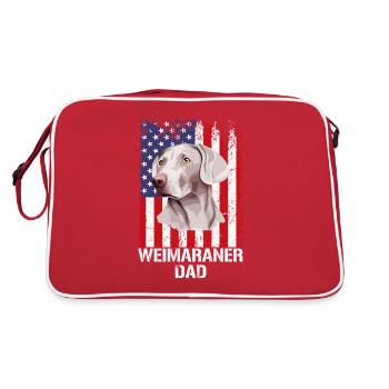 Weimaraner Dad American Flag, Weimaraner Dog - Retro Bag - red/white - Back