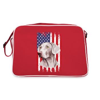 Weimaraner Dad American Flag, Weimaraner Dog - Retro Bag - red/white - Back
