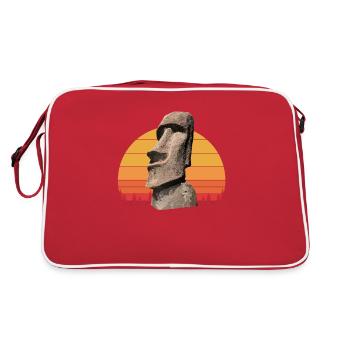 easter island moai, Isla de Pascua easter island - Retro Tasche - Rot/Weiß - Hinten