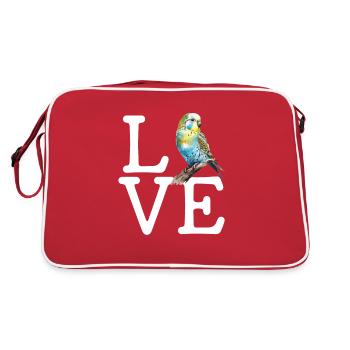 budgerigar parakeet, budgie - Retro Bag - red/white - Back
