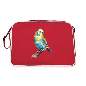 budgerigar parakeet, budgie - Retro Bag - red/white - Back