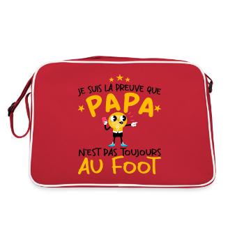 Preuve que papa n'est pas toujours au Foot - Sac Retro - rouge/blanc - Dos