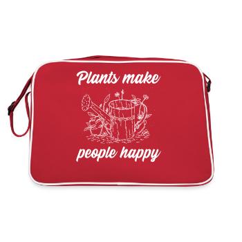 Plants make people happy - Plats Botanik - Retro Tasche - Rot/Weiß - Hinten