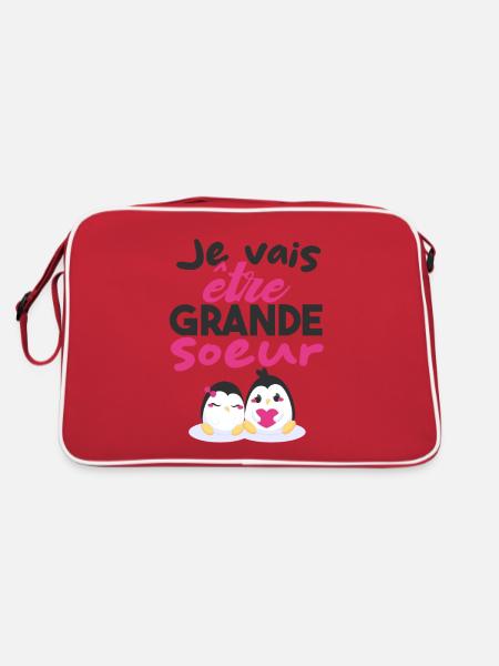Future Grande Sœur | Annonce Grande Soeur Cadeau - Sac Retro - rouge/blanc - Dos