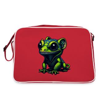 Gamer's Perfect Illustration - Cute Colorful Gekko - Retro Tasche - Rot/Weiß - Hinten