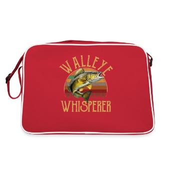 walleye whisperer, fishing - Retro Bag - red/white - Back