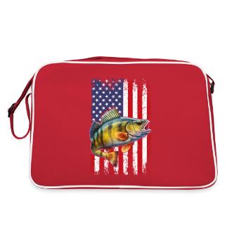 Yellow Perch american flag, Yellow Perch - Retro Bag - red/white - Back