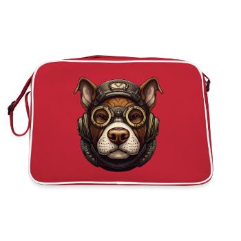 Steampunk Pitbull Chien Amoureux Cadeau Steampunk - Sac Retro - rouge/blanc - Dos