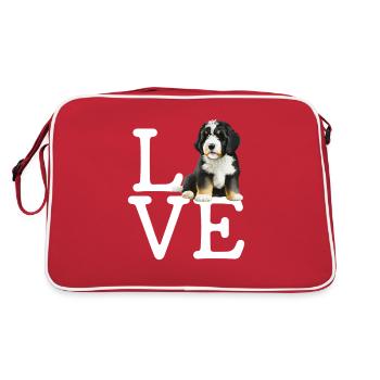 Bernedoodle Love - Retro Bag - red/white - Back