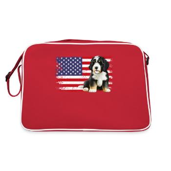 bernedoodle American flag - Retro Bag - red/white - Back