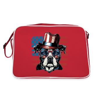 Patriotic Dog American Flag Patriot - Retro Bag - red/white - Back