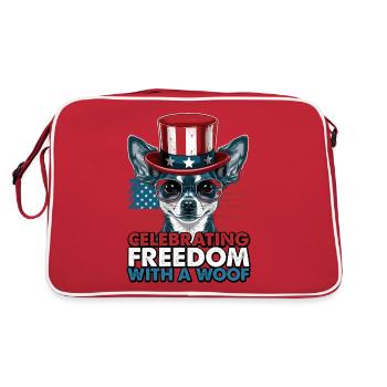 Chihuahua célèbre la liberté avec un woof - Sac Retro - rouge/blanc - Dos