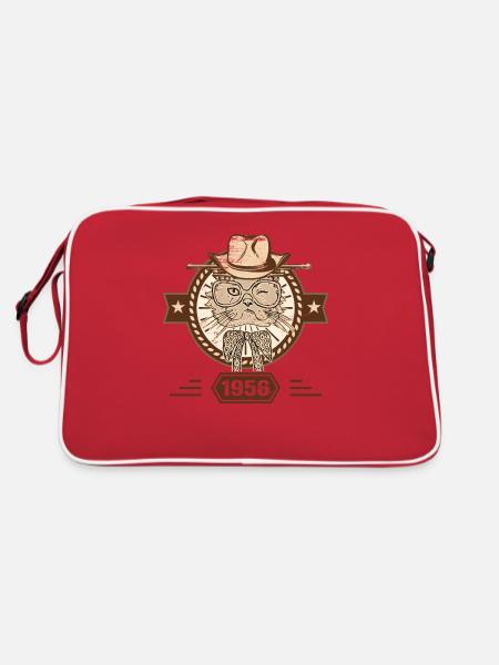 1956 | Cadeau D'anniversaire | Amoureux Du Chat - Sac Retro - rouge/blanc - Dos