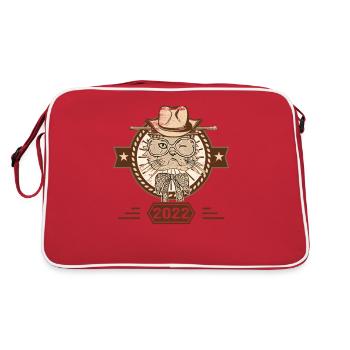 2022 | Geburtstagsgeschenk | Katzenliebhaber - Retro Tasche - Rot/Weiß - Hinten