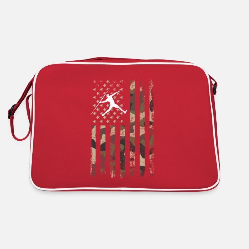 Javelin throwing American flag - Retro Tasche - Rot/Weiß