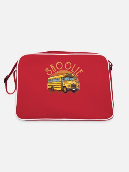 Skoolie Autobus scolaire converti - Sac Retro - rouge/blanc - Dos