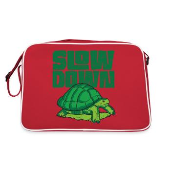 Sea Turtle Tortoise Slow Down - Retro Bag - red/white - Back