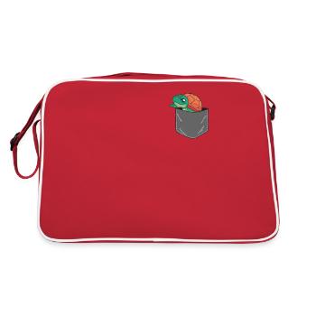 Sea Turtle Tortoise Pocket - Retro Bag - red/white - Back