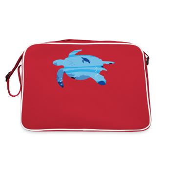 Sea Turtle Tortoise - Retro Bag - red/white - Back