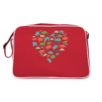 Sea Turtle Tortoise Heart - Retro Bag - red/white - Back