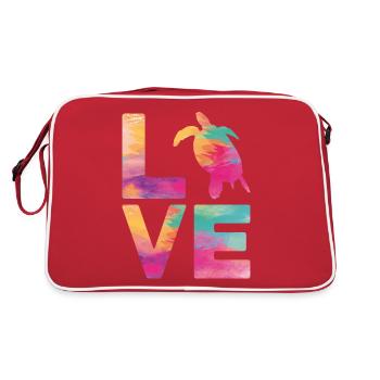 Sea Turtle Tortoise Love - Retro Bag - red/white - Back