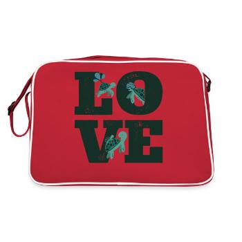 Sea Turtle Tortoise Love - Retro Bag - red/white - Back